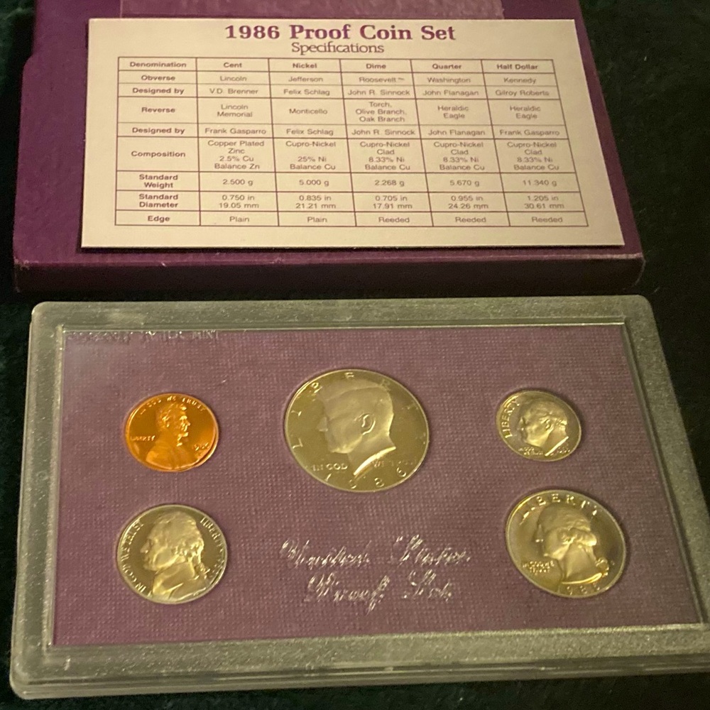 1986 Proof Set U.S. Mint Original Government Packaging OGP Collectible Sold Out